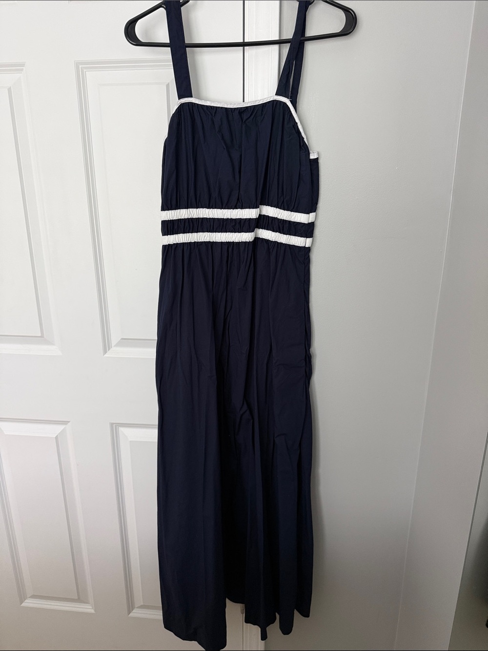 LOFT Navy Maxi Dress with White Trim